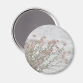 Roze bloemen op wit zand magneet (Voorkant / Achterkant)
