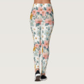Roze Bloemen op Witte Bloemen  Leggings (Achterkant)