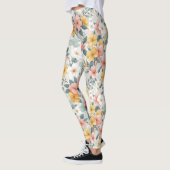 Roze Bloemen op Witte Bloemen  Leggings (Links)