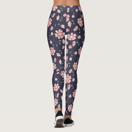  roze bloemen op zee leggings (Achterkant)