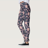  roze bloemen op zee leggings (Links)