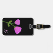 Roze bloemen op zwart Bagagelabel (Voorkant horizontaal)