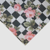  roze bloemen op zwart en wit tissuepapier (Detail)