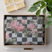  roze bloemen op zwart en wit tissuepapier (Geschenk)
