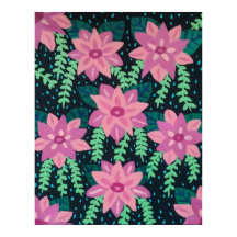 Roze bloemen op zwart
