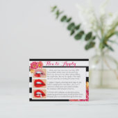 Roze bloemen op zwarte en witte aanvraag & Tips-ka Visitekaartje (Staand voorkant)