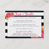 Roze bloemen op zwarte en witte aanvraag & Tips-ka Visitekaartje (Achterkant)