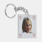 Roze bloemen Open Heart Foto Sleutelhanger (Voorkant Links)