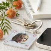 Roze bloemen Open Heart Foto Sleutelhanger (Voorkant Rechts)