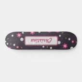 Roze Bloemen Oude School Skateboard (Horizontaal)