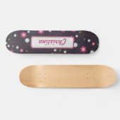 Roze Bloemen Oude School Skateboard (Horizontaal)