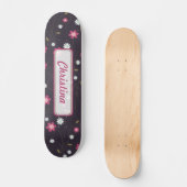 Roze Bloemen Oude School Skateboard (Voorkant)