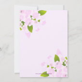 Roze Bloemen Over Licht Roze Achtergrond Bruiloft Kaart (Achterkant)