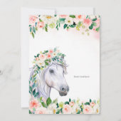 Roze Bloemen & Paard 6e Verjaardagsfeest Kaart (Achterkant)