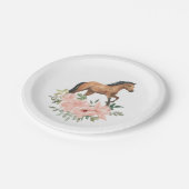 Roze Bloemen Paard Verjaardagsfeest Papieren Bordje (Gekanteld)