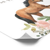 Roze Bloemen Paard Verjaardagsgunsten teken Poster (Hoek)