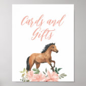 Roze Bloemen Paard Verjaardagskaarten en Geschenke Poster (Voorkant)