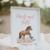Roze Bloemen Paard Verjaardagskaarten en Geschenke Poster
