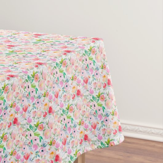 Roze bloemen paarse witte pastels tafelkleed (Voorbeeld)