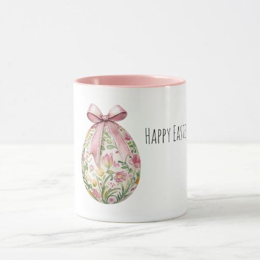 Roze Bloemen Paasei Boog Mok (Midden)