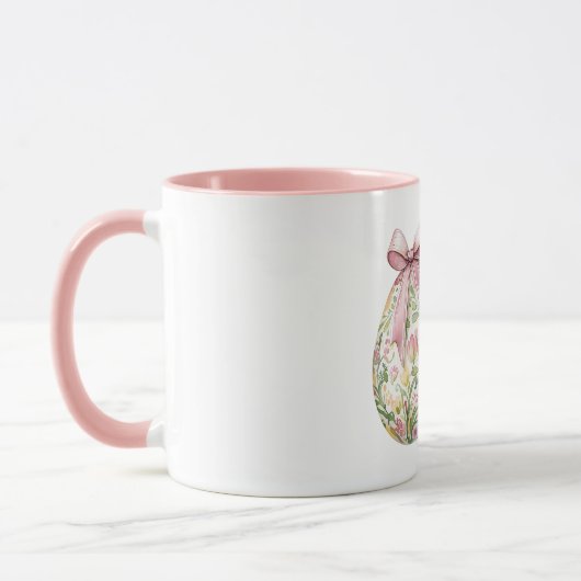 Roze Bloemen Paasei Boog Mok (Links)