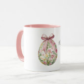 Roze Bloemen Paasei Boog Mok (Voorkant links)