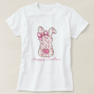 Roze Bloemen Paashaas Coquette Bow T-shirt
