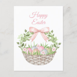 Roze Bloemen Paasmand Feestdagenkaart