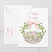 Roze Bloemen Paasmand Feestdagenkaart (Voorkant / Achterkant)