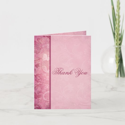 Roze bloemen paisley bedank kaart (Voorkant)