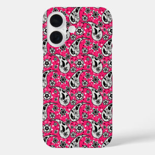 Roze Bloemen Paisley Patroon Ontwerp iPhone 16 Hoesje