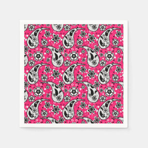 Roze Bloemen Paisley Patroon Ontwerp Servet