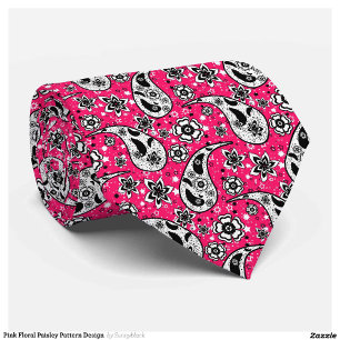 Roze Bloemen Paisley Patroon Ontwerp Stropdas