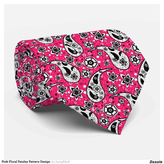Roze Bloemen Paisley Patroon Ontwerp Stropdas