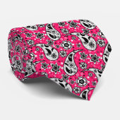 Roze Bloemen Paisley Patroon Ontwerp Stropdas (Opgerold)