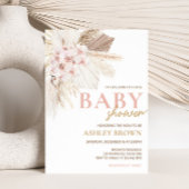 Roze Bloemen Pampas Boho Baby shower Kaart