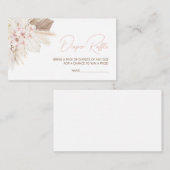 Roze Bloemen Pampas Boho Baby shower Luier Raffle Informatiekaartje (Voorkant / Achterkant)