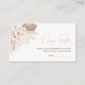 Roze Bloemen Pampas Boho Baby shower Luier Raffle Informatiekaartje (Voorkant)