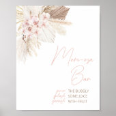 Roze Bloemen Pampas Boho Baby shower Moeder Osa Ba Poster (Voorkant)