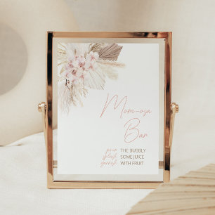 Roze Bloemen Pampas Boho Baby shower Moeder Osa Ba Poster