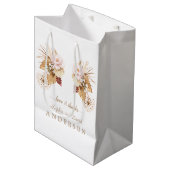 Roze Bloemen Pampas Gras Gedroogde Palm Bladeren B Medium Cadeauzakje (Voorkant Gekanteld)