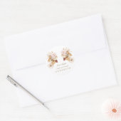 Roze Bloemen Pampas Gras Gedroogde Palm Bladeren B Ronde Sticker (Envelop)