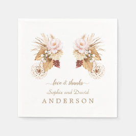 Roze Bloemen Pampas Gras Gedroogde Palm Bladeren B Servet