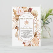 Roze Bloemen Pampas Gras Palm Bruids Tea Party Kaart (Staand voorkant)