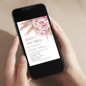 Roze Bloemen Pampas Grass Baby shower Kaart