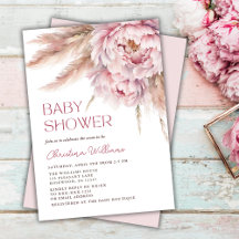 Roze Bloemen Pampas Grass Baby shower