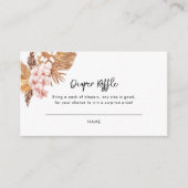 Roze Bloemen Pampas Grass Baby shower Luier Raffle Informatiekaartje (Voorkant)