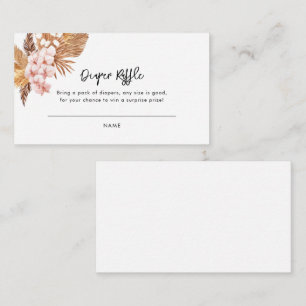 Roze Bloemen Pampas Grass Baby shower Luier Raffle Informatiekaartje