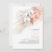 Roze Bloemen Pampas Grass Eerste Communie Kaart (Voorkant)