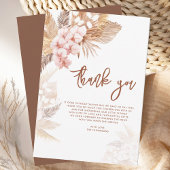 Roze Bloemen Pampas Grass Script Baby shower Bedankkaart